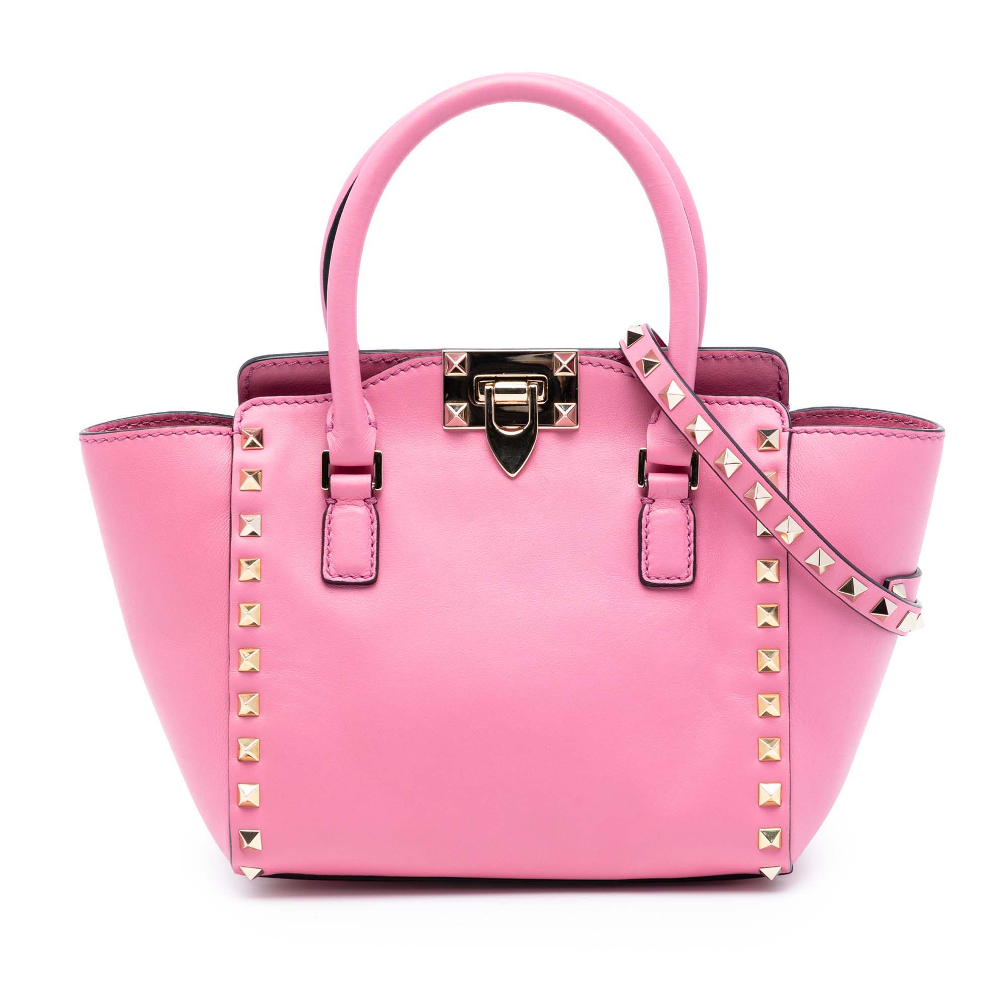 Mini Leather Rockstud Double Handle Tote