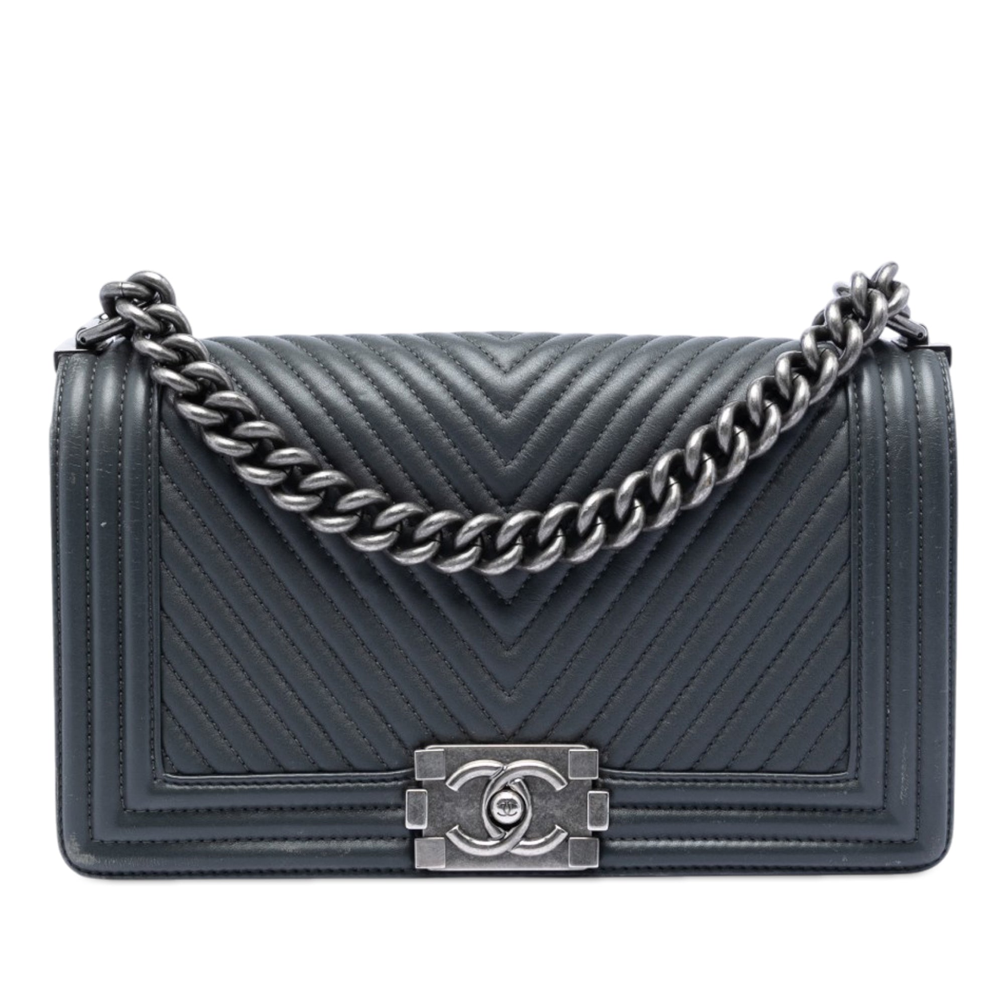 Old Medium Chevron Lambskin Boy Flap