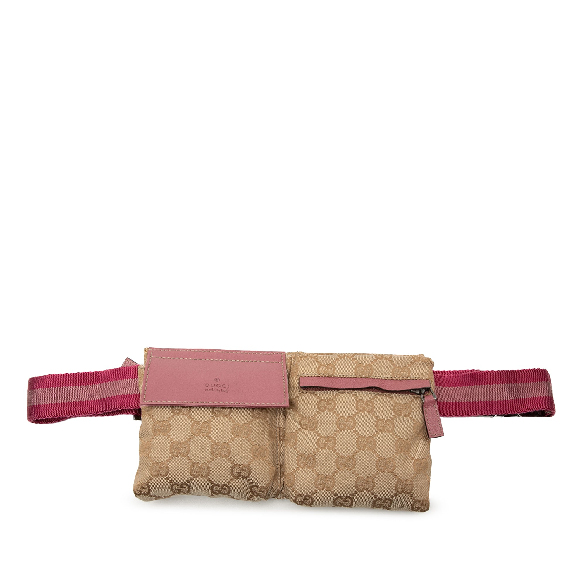 GG Canvas Web Double Pocket Belt Bag