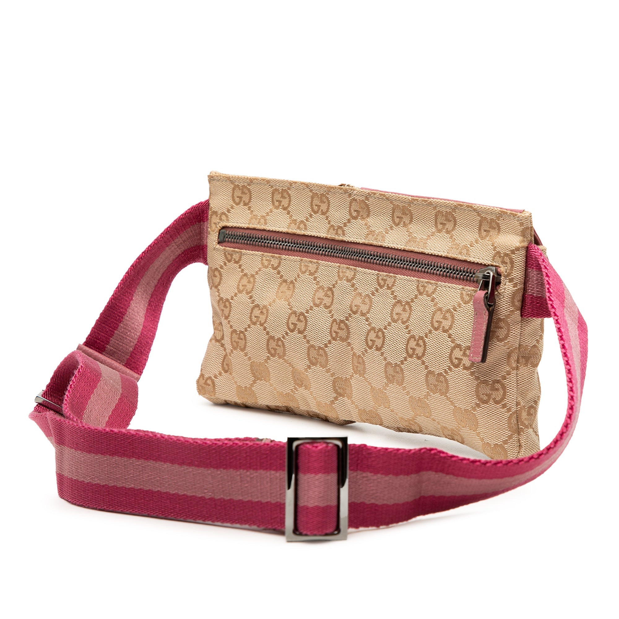 GG Canvas Web Double Pocket Belt Bag