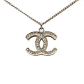 CC Silver Plated Rhinestone Pendant Necklace
