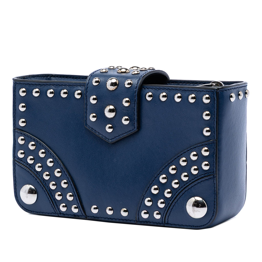 City Calfskin Studded Elektra Turn Lock Clutch