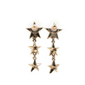 CC Gold Plated Triple Star Drop Bullet Back Earrings