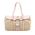 Vitello Trimmed Tessuto Shoulder Bag