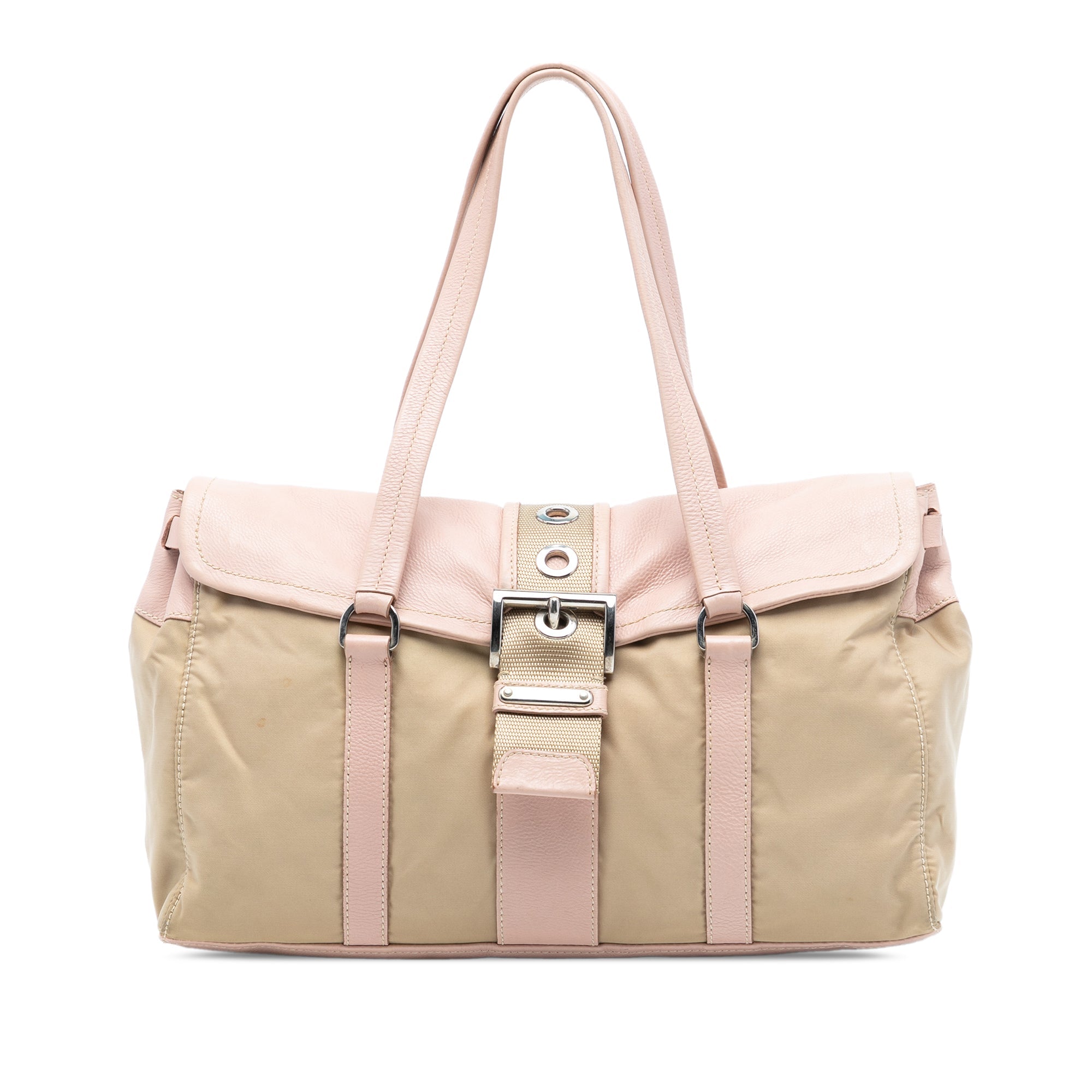 Vitello Trimmed Tessuto Shoulder Bag