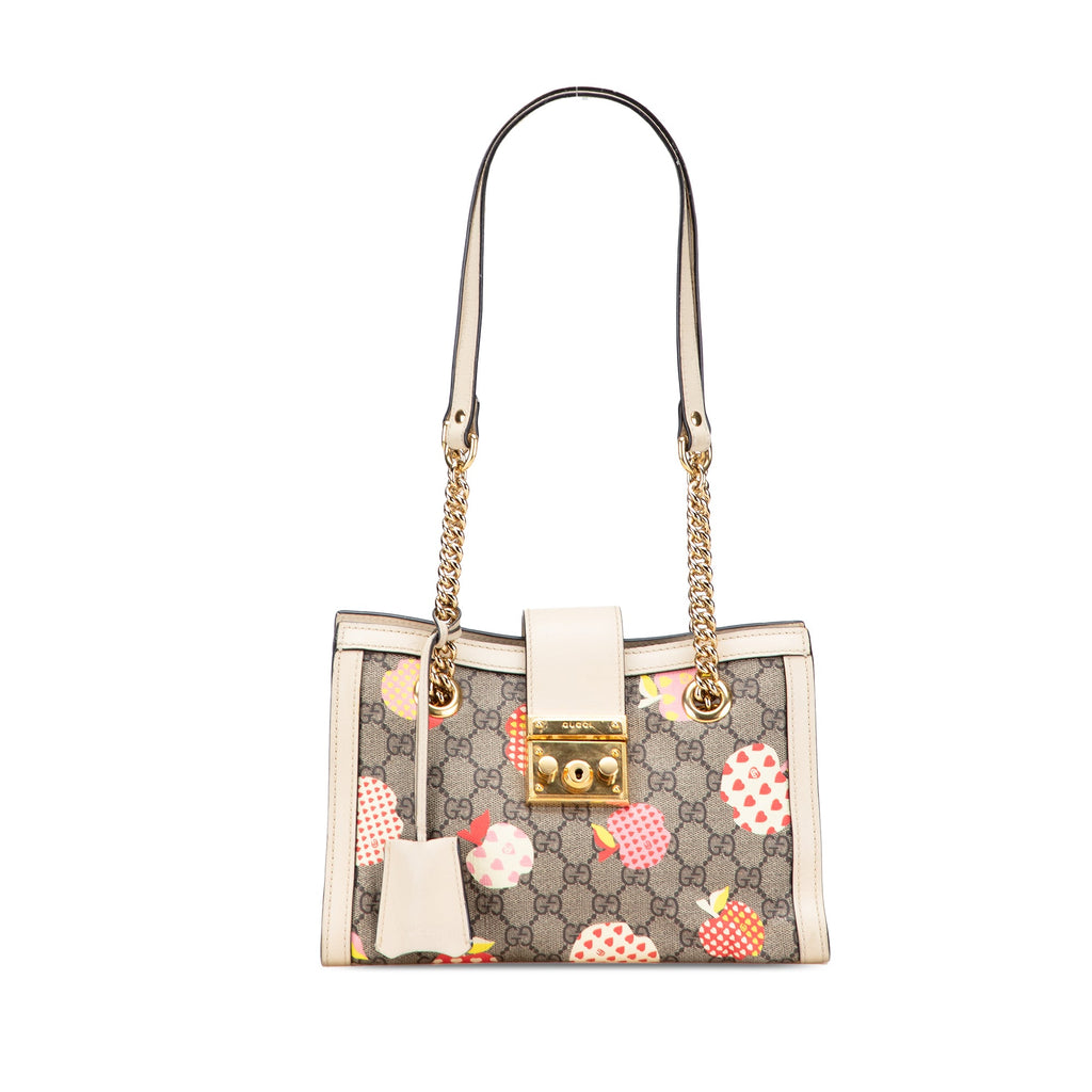 Small GG Supreme Apple Heart Padlock Tote