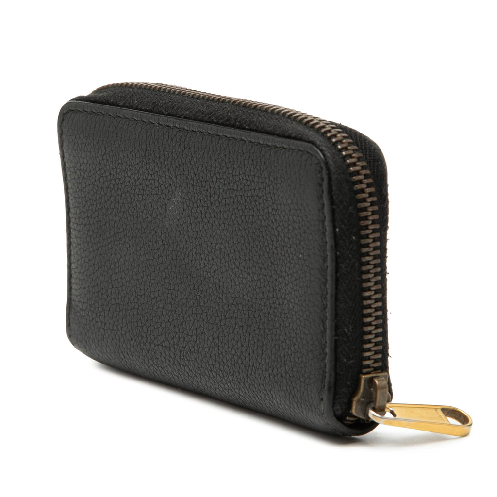 Grained Calfskin Logo Zip Around Coin Pouch
