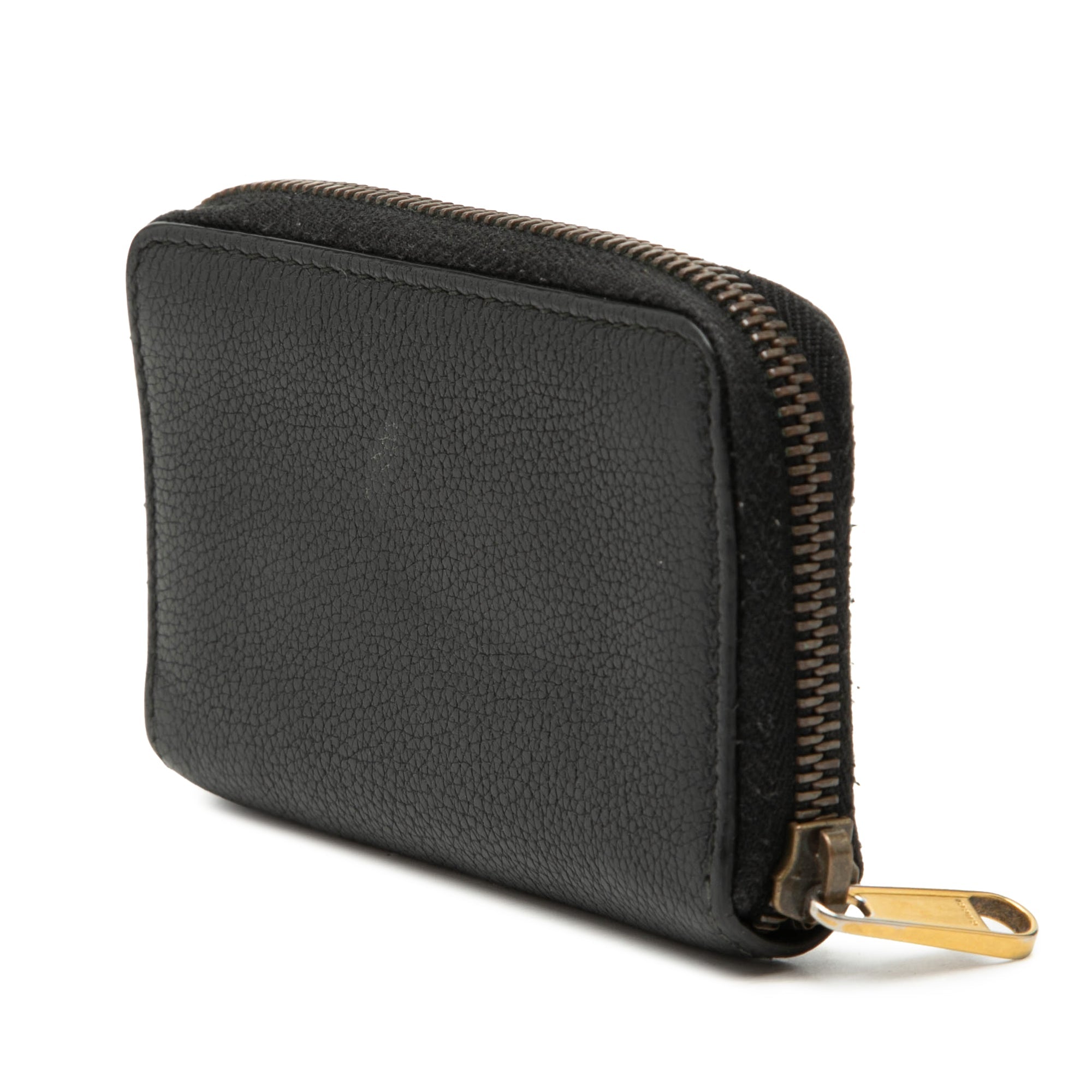 Grained Calfskin Logo Zip Around Coin Pouch
