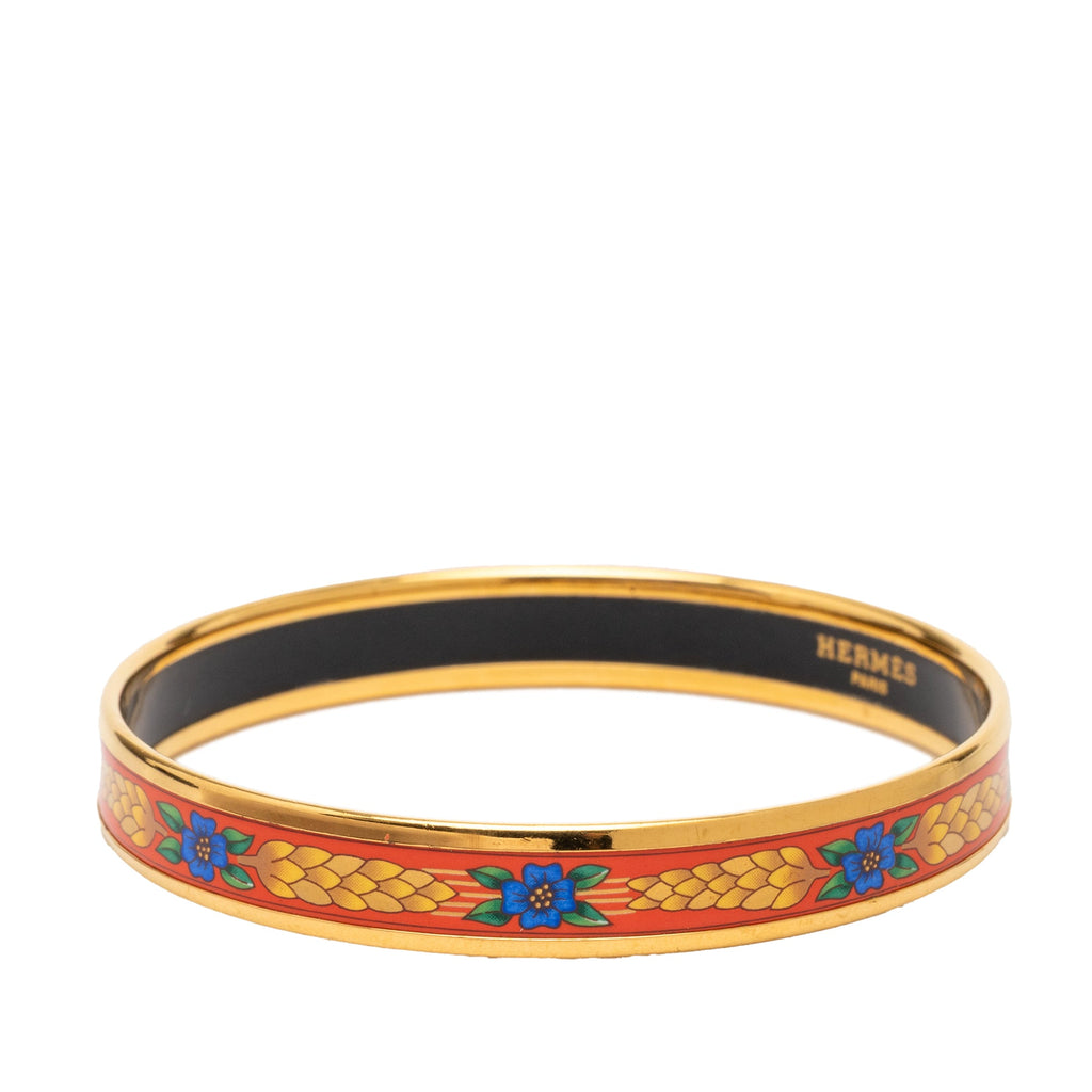 Narrow Floral and Wheat Enamel Bangle 62