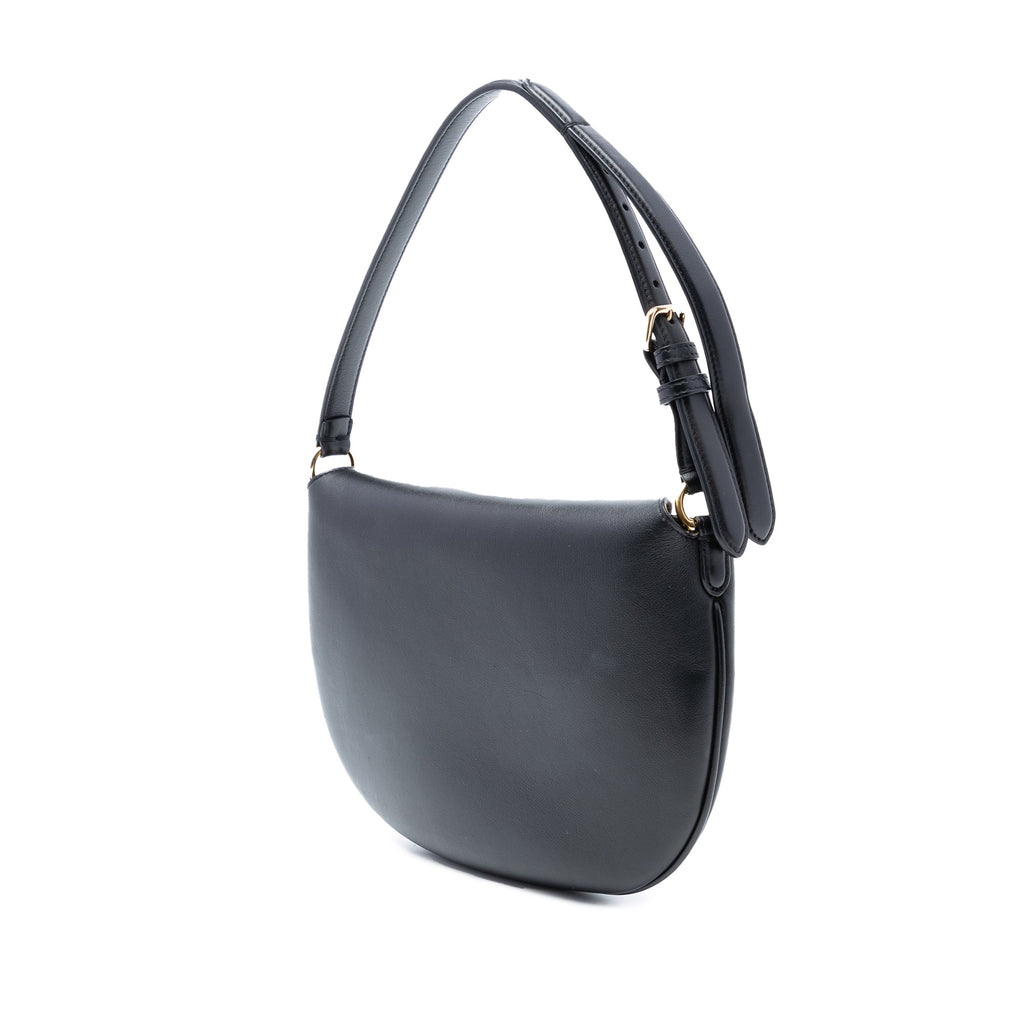 Small Leather Croissant Hobo Bag