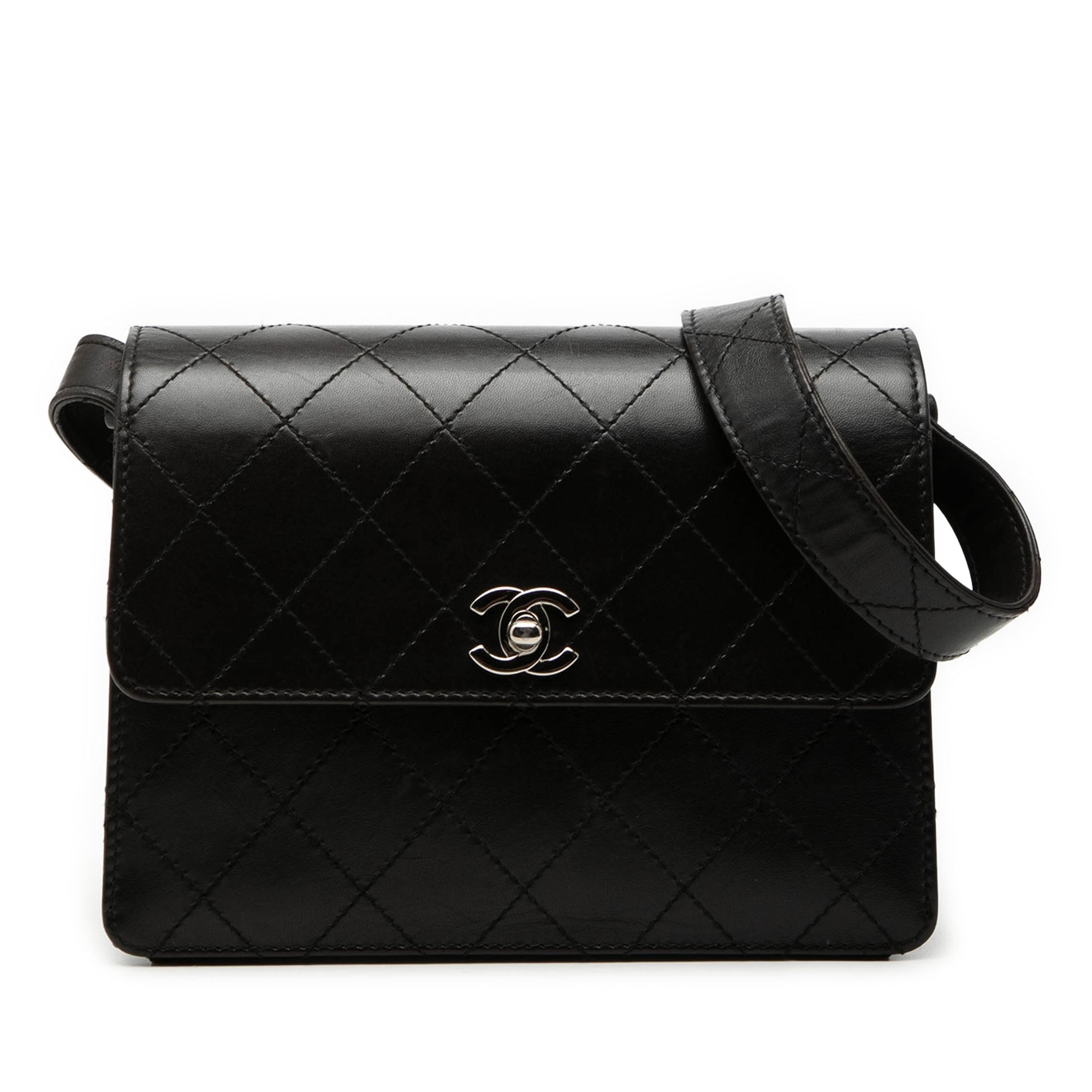 CC Quilted Lambskin Flap Shoulder Bag
