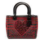 Medium Smooth Calfskin Embroidered Heart Playing Cards Lady Dior