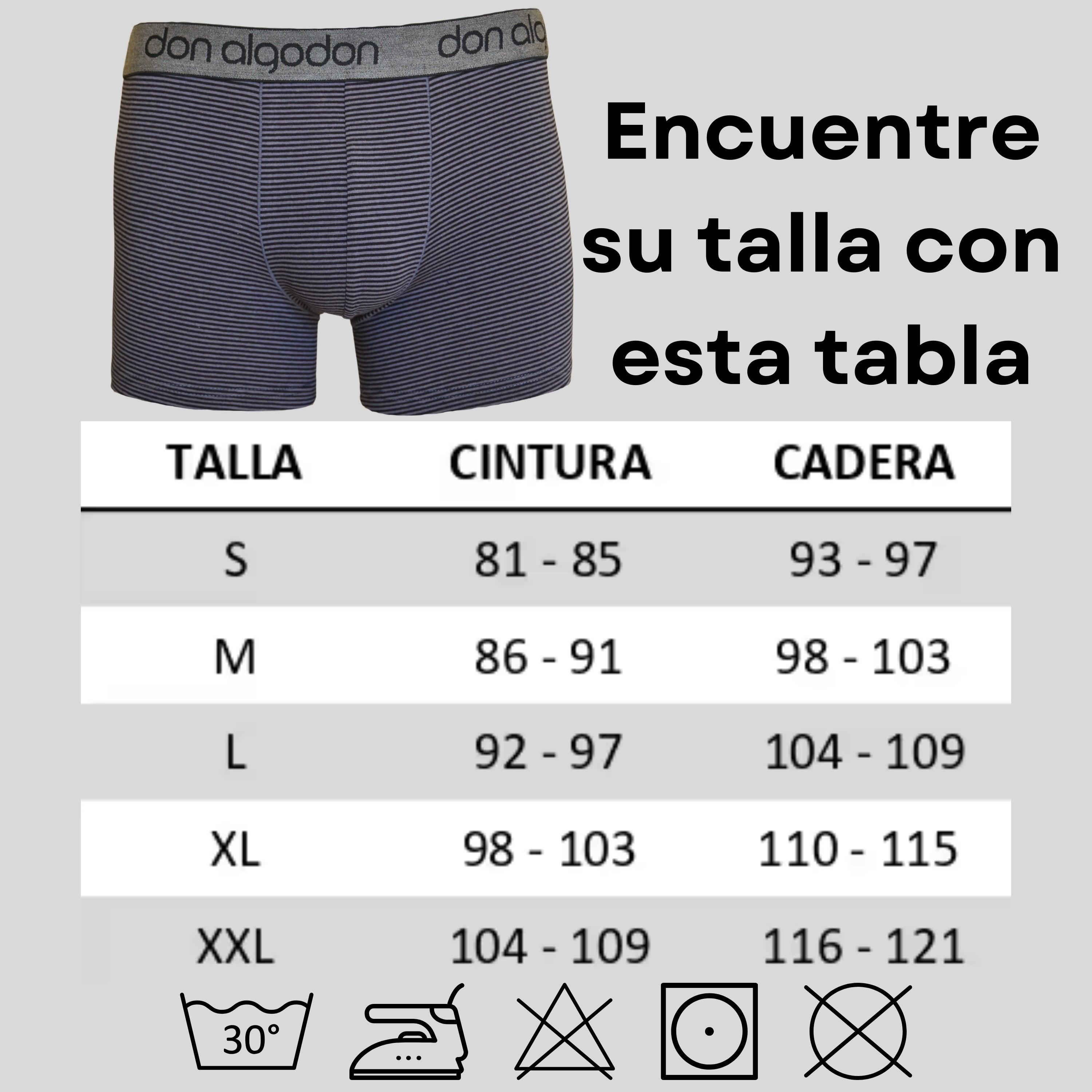 Don Algodon | Pack 6 Boxers Lisos y Rayas - Ajustables y cómodos para Uso Diario