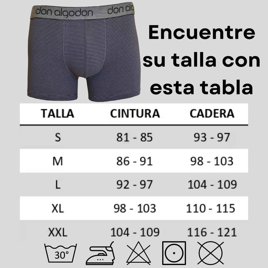 Don Algodon | Pack 12 Boxers para Hombre | Lisos y Rayas | Transpirables