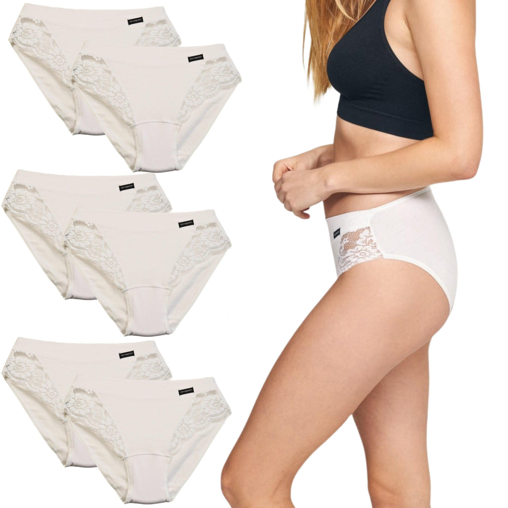 Don Algodon | Pack de 6 Bragas Bikini con Encaje Lateral | Transpirables