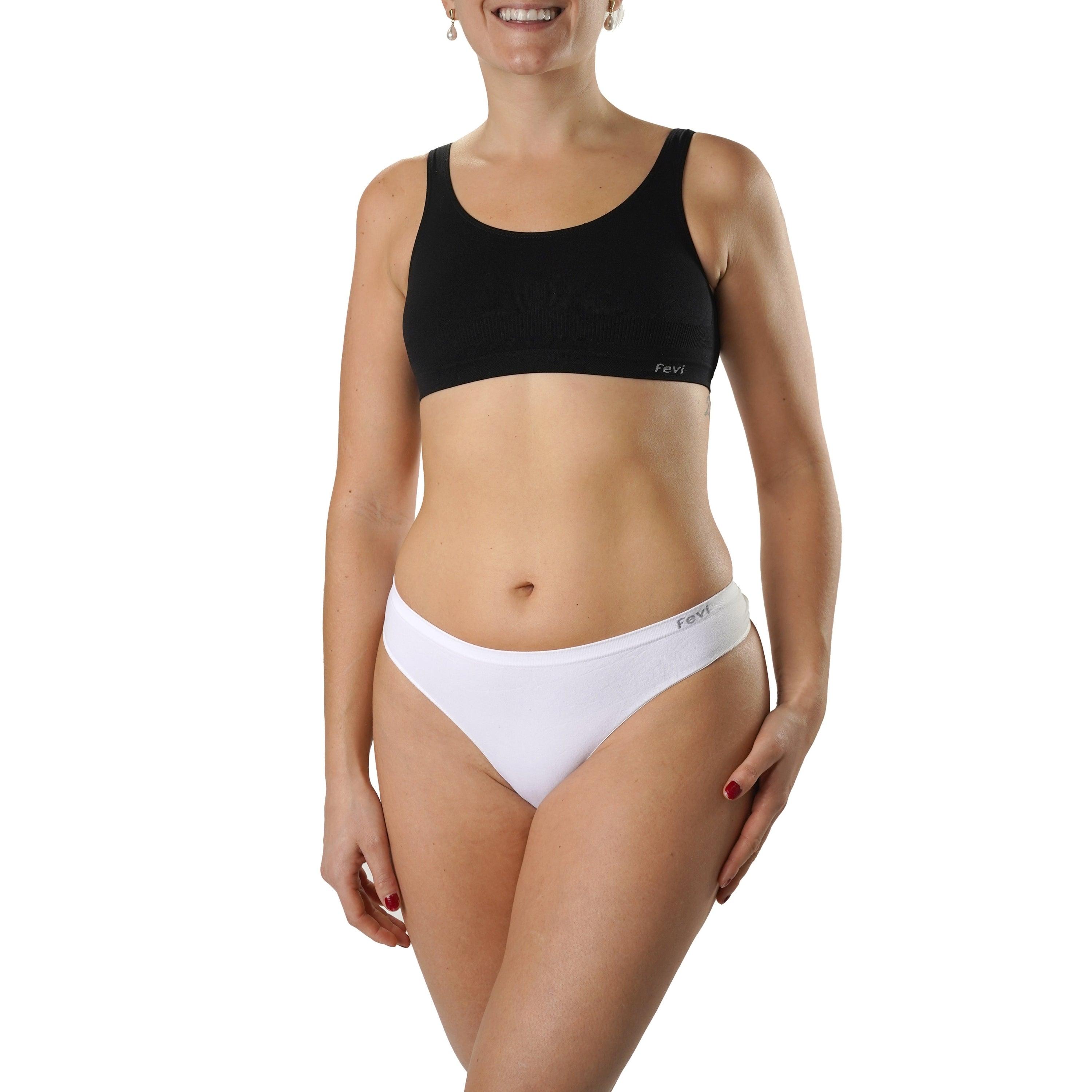 FEVI | Pack de 6 Tangas en 1 o 3 Colores Diferentes: Blanco, Negro y Beige | Talla Única: M-L