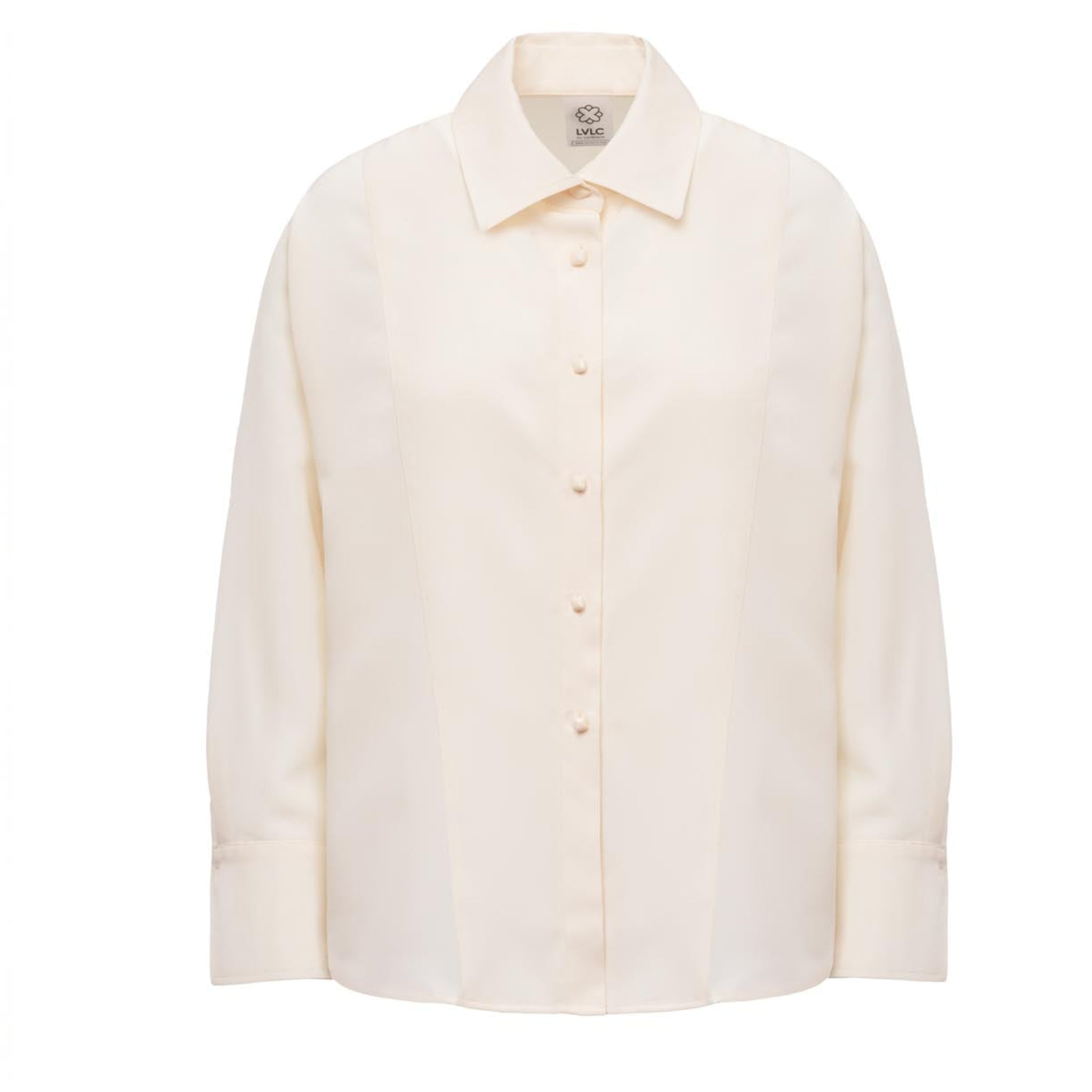 Relaxed Button-Up Cream Blouse