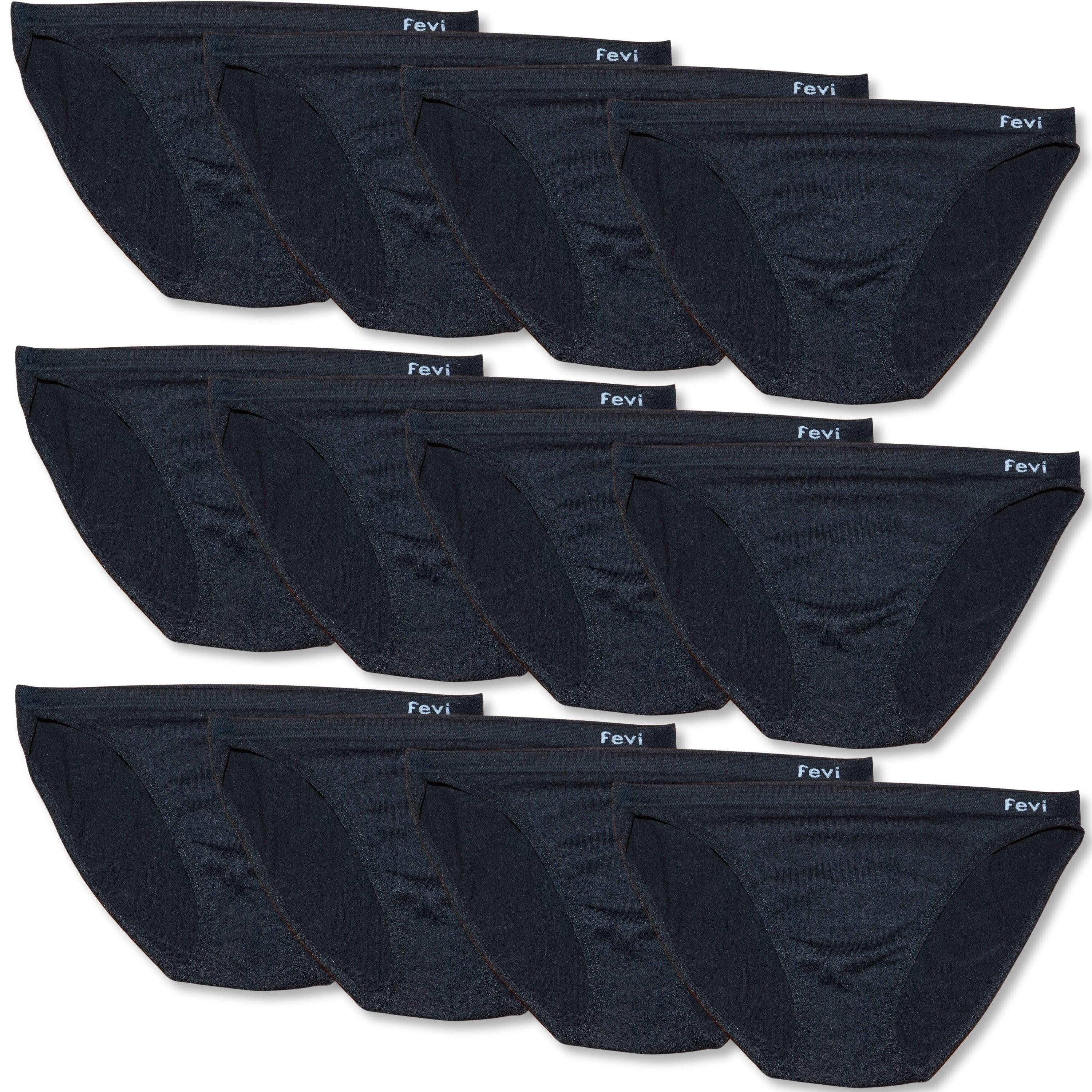 FEVI | Pack de 12 Braguitas Tiro Bajo |  1 o 3 Colores Diferentes: Blanco, Negro y Beige | Talla Única: M-L