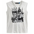 Circular Path X Love Tara Sleeveless Round Neck Necklace T-shirt | White