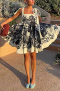 Bow Shoulder Floral Print Mini Cami Dress