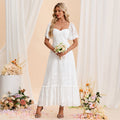 Bridal Wedding Dress White Short Sleeve Long Sweetheart A-line Chiffon