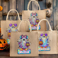 Personalizada Fantasma Calabaza de dibujos animados Bolsa de yute con nombre Regalo de Halloween para niños Niñas