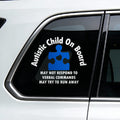 Personalizado autista niño a bordo de alerta médica etiqueta engomada con la ventana del coche de texto decoración Día de la Concienciación del Autismo regalo para los niños autistas padres