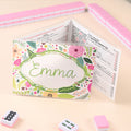 Personalizado multi-estilo colorido nombre del monograma de tres pliegues de la tarjeta de cubierta Set de pegatinas Cumpleaños Mahjong Noche de regalo para los amantes de Mahjong