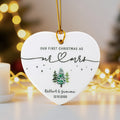 Adorno navideño de cerámica personalizado en forma de corazón de Sr. Sra. con nombre y fecha Decoración para el hogar Primer recuerdo navideño Regalo para parejas