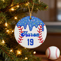 Adorno navideño personalizado de helado de béisbol con nombre y número Regalo de cumpleaños del día del partido para entusiastas del béisbol