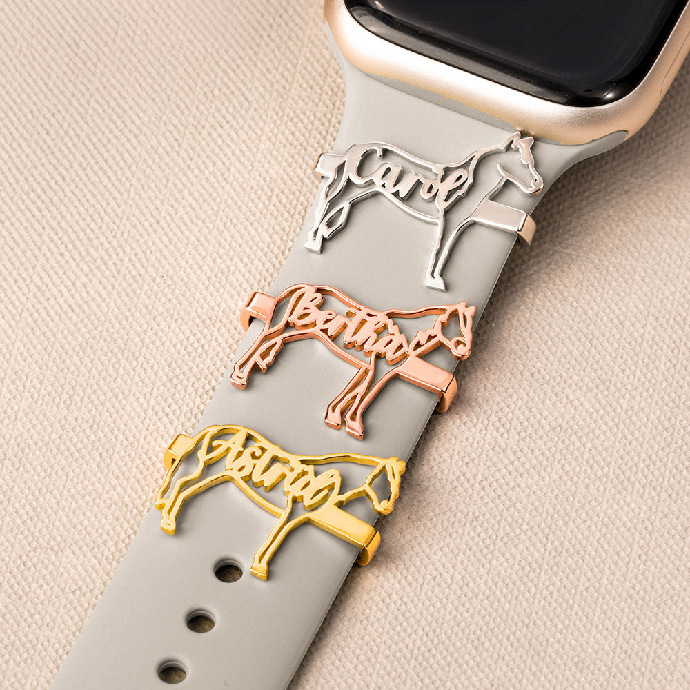 Personalizado Minimalista Silueta de Caballo Correa de Reloj con Nombre Fiesta de Mascotas Aniversario Cumpleaños Regalo para Amantes de los Caballos