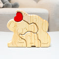 Rompecabezas de madera personalizado con familia de elefantes con corazón y nombres decoración de escritorio regalo del Día de la Madre para familia
