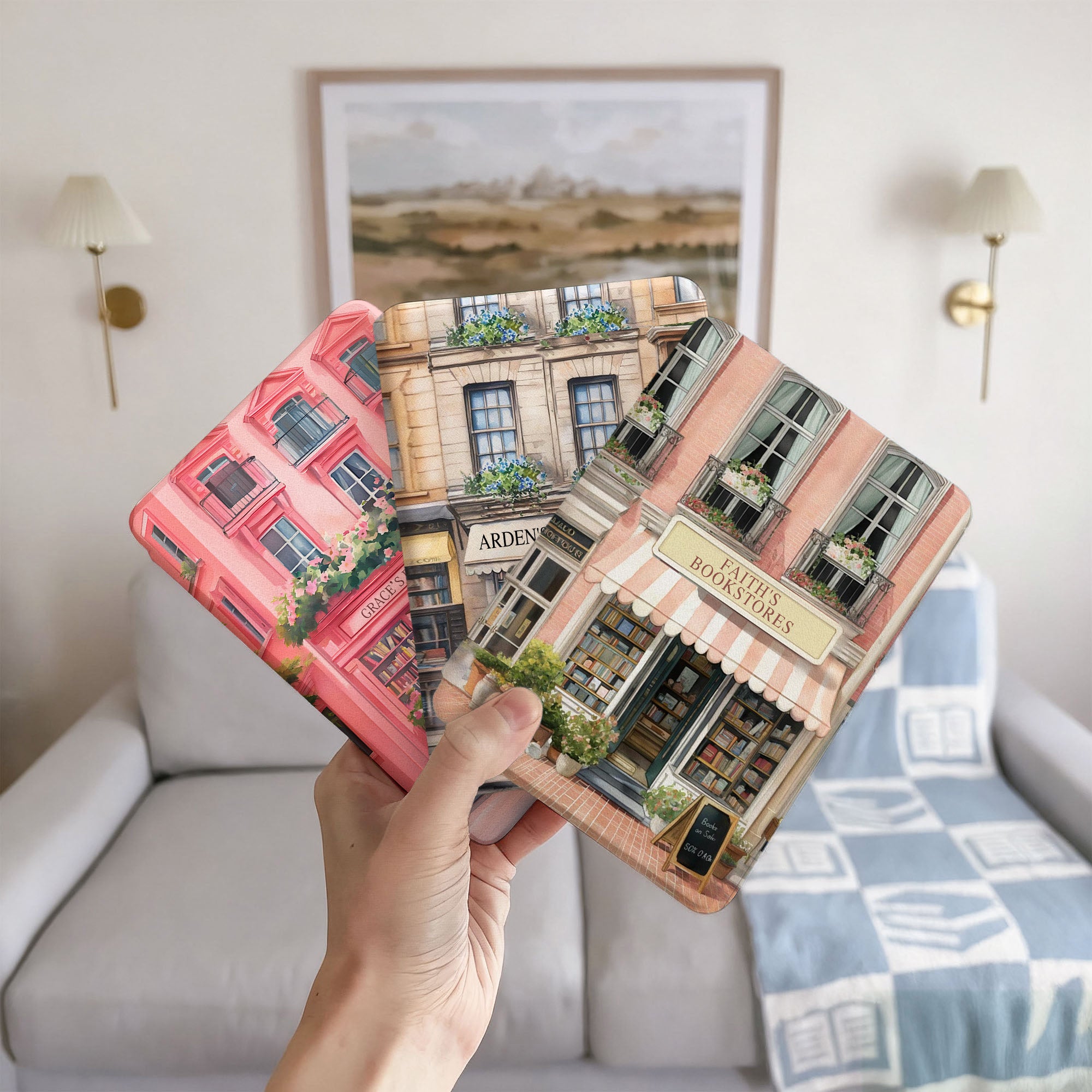 Funda Kindle Portátil Personalizada Estilo Pintura al Óleo con Texto Uso Diario Regalo de Cumpleaños para Amantes de los Libros Ratones de Biblioteca