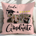 Gorro de Graduación Personalizado Clase de 2025 4 Fotos Funda de Almohada Suave con Nombre Decoración del Hogar Regalo de Graduación para Graduados