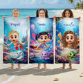 Toalla de playa personalizada de microfibra con personaje animado 3D de animal marino secado rápido regalo de playa y cumpleaños para niños y adultos