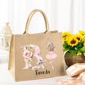 Bolsa de yute con inicial y nombre para niña de ballet personalizada Accesorios de viaje Regalo de cumpleaños Navidad para amantes del ballet