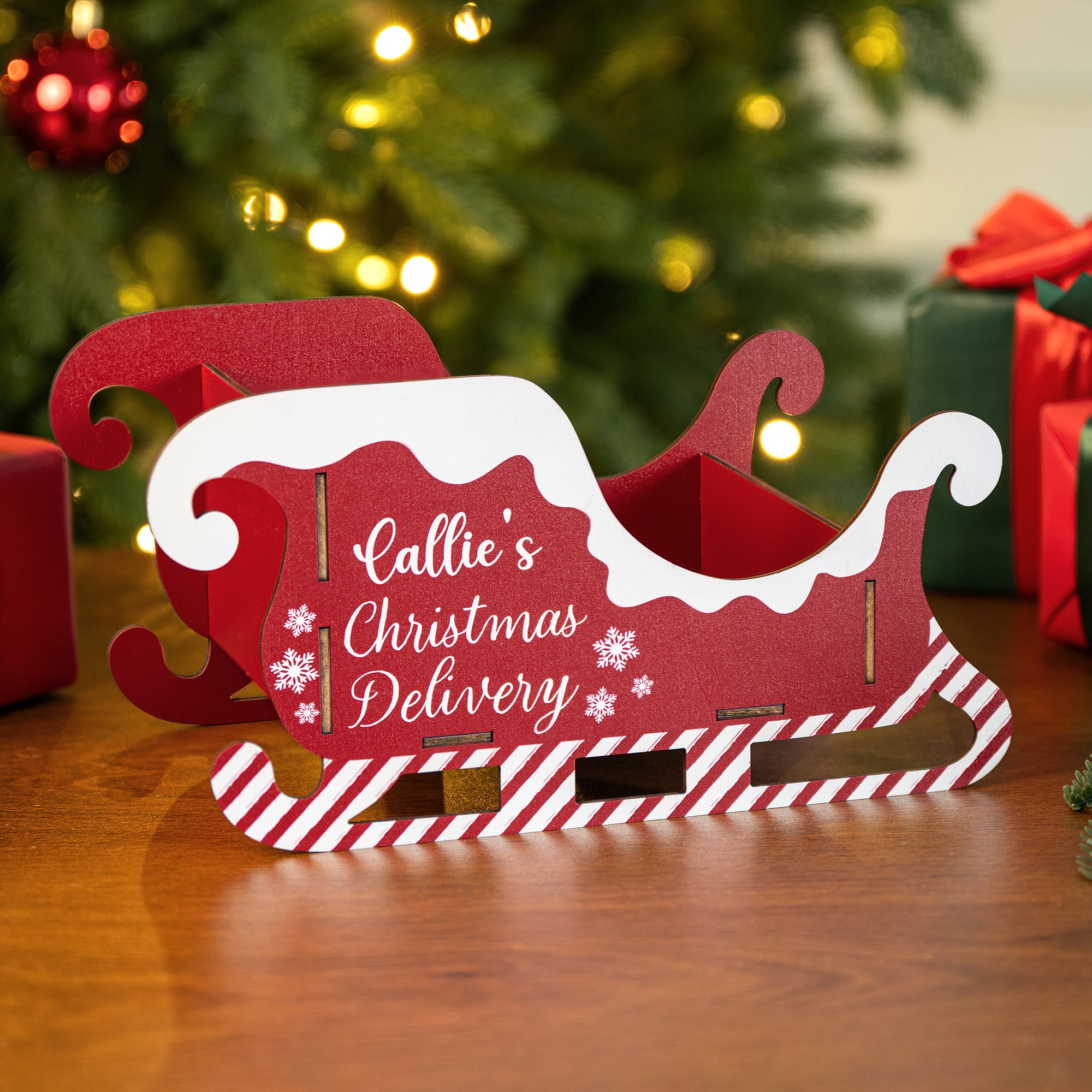 Trineo de Santa personalizado de madera caja de almacenamiento de regalo con el nombre de decoración del hogar de Navidad Fiesta de Favores para Niños Familia Amigo