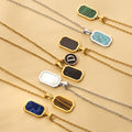Personalizado Minimalista Cuadrado Imitación Ágata Piedra Collar con Inicial Cumpleaños Aniversario Regalo para Mujer
