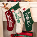 Calcetín navideño tejido personalizado con nombre muñeco de nieve Papá Noel y reno regalo de Navidad para la familia