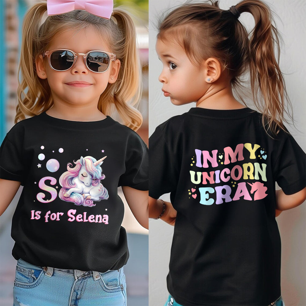 Personalizado En Mi Fantasía Unicornio Era Niño Camiseta Sudadera Sudadera con Capucha con Inicial y Nombre Cumpleaños Vuelta al Cole Regalo para Niñas