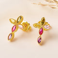 Personalizado 5 Familia Birthstones Cruz Stud Pendientes Santo Joyería Cumpleaños Bautizo Regalo para Mujeres Cristianas