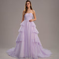 Bridal Wedding Dress Purple Long Sweetheart Ball-Gown Princess Tulle