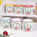 Taza esmaltada personalizada de dibujos animados de Peter Rabbit de 12 oz con borde de color y nombre Regalo de Navidad para la familia Niños