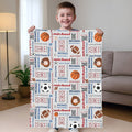 Manta personalizada de baloncesto fútbol rugby nube de palabras con varios nombres e iniciales Decoración de la habitación Regalo de cumpleaños para niños