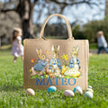 Conejo de Pascua Peter personalizado Bolsa de yute de gran capacidad con nombre Huevos de caza Regalo de Pascua para niños