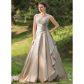 Bridal Wedding Dress Champagne Sleeveless Long Sweetheart Ball-Gown Princess Satin