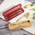 Set de bolígrafo y estuche de madera con cita inspiradora personalizada grabada y texto Cumpleaños Agradecimiento Vuelta al cole Regalo para colega profesor