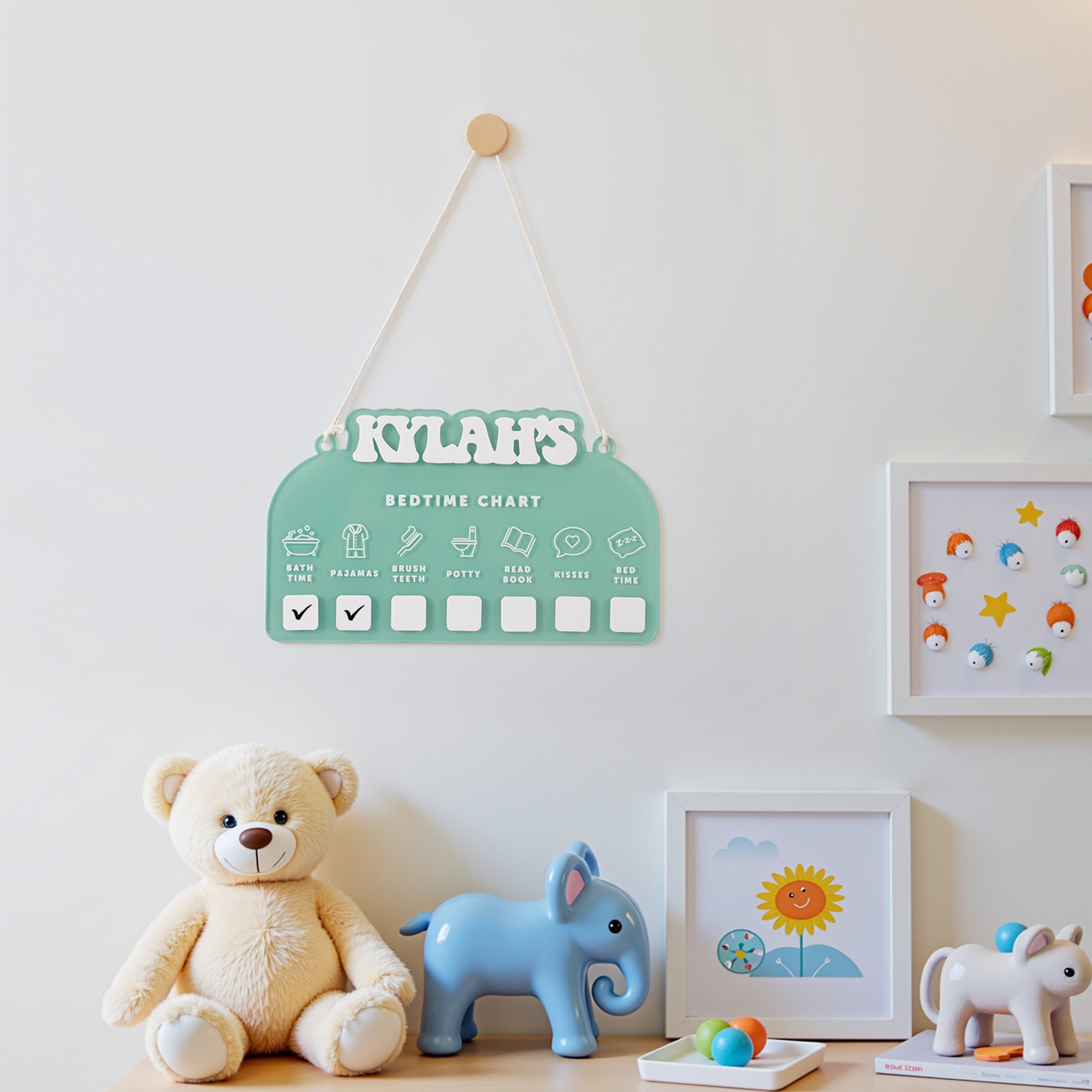 Cuadro de Rutina para la Hora de Dormir Personalizado en Acrílico Multicolor Lista de Control Diaria para Niños con Nombre Decoración del Hogar Regalo de Cumpleaños para Niños Niñas