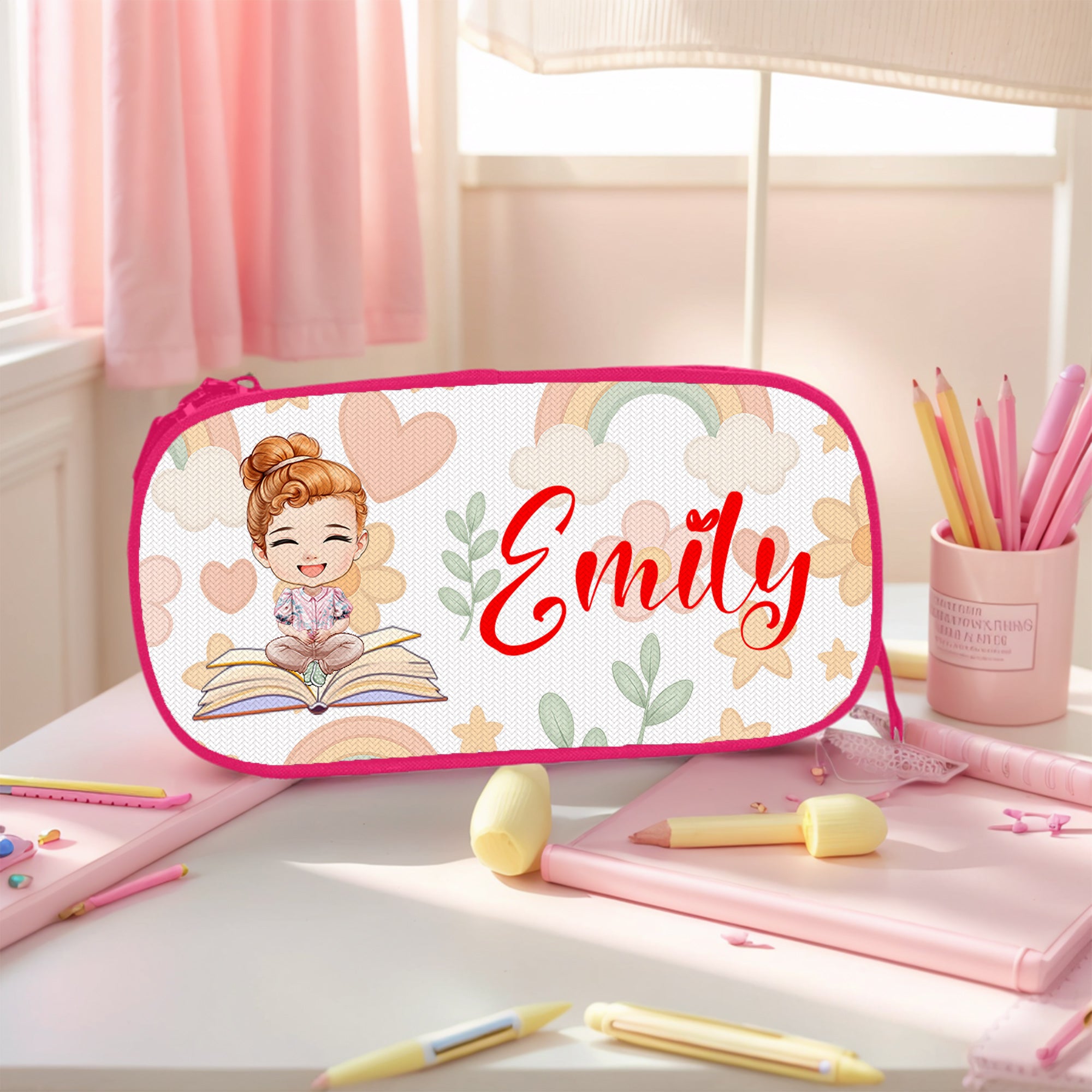Estuche personalizado de doble capa con nombre y cremallera de un personaje de dibujos animados Regalo de cumpleaños de vuelta al cole para niños y niñas
