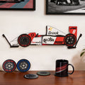 Juego de posavasos personalizados de madera con texto y número Regalo de cumpleaños y Navidad para los amantes de los coches de carreras